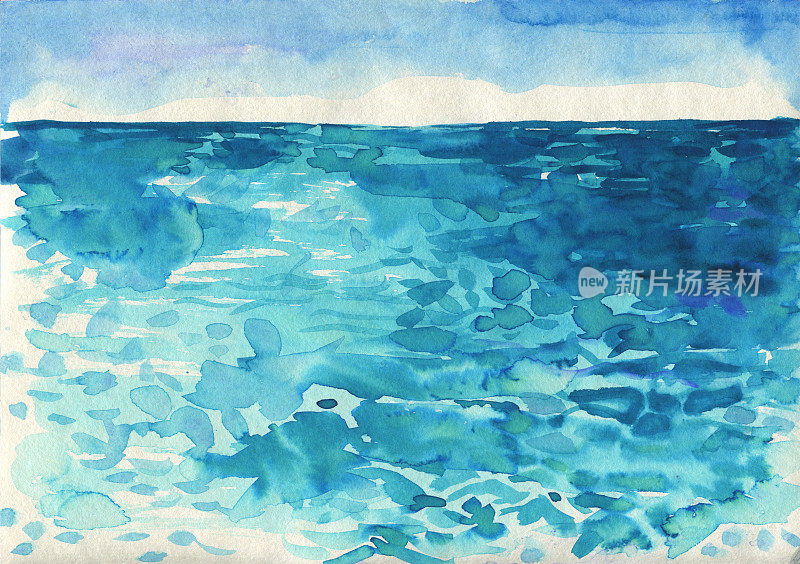 Ocean watercolor hand painting illustration